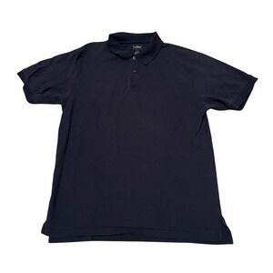 L.L Bean Men Polo Shirt Navy Blue Size L S/S Collared preppy golf rugged outdoor